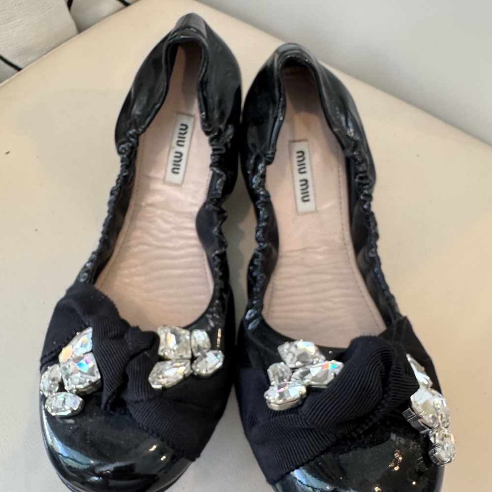 Miu Miu Black Embellished Women's Shoes